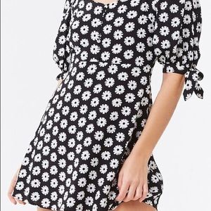 Floral mock button mini dress